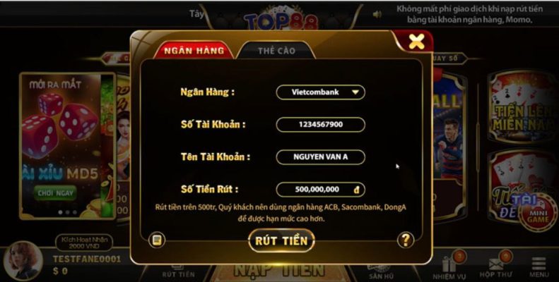 Hướng dẫn nạp rút tiền TOP88 bằng hình thức tiền ảo